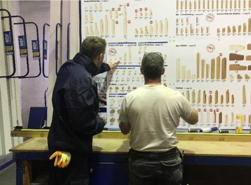 Customer picking out timber options