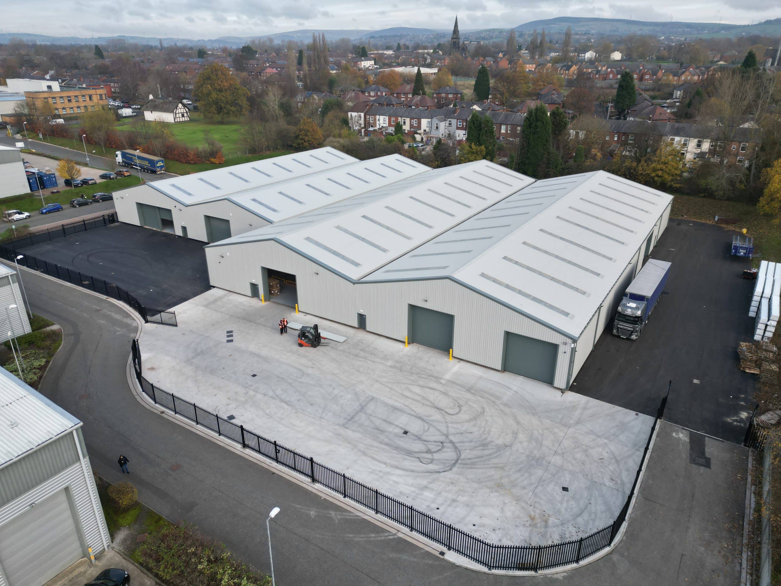 Birds eye view of Involvement warehouses