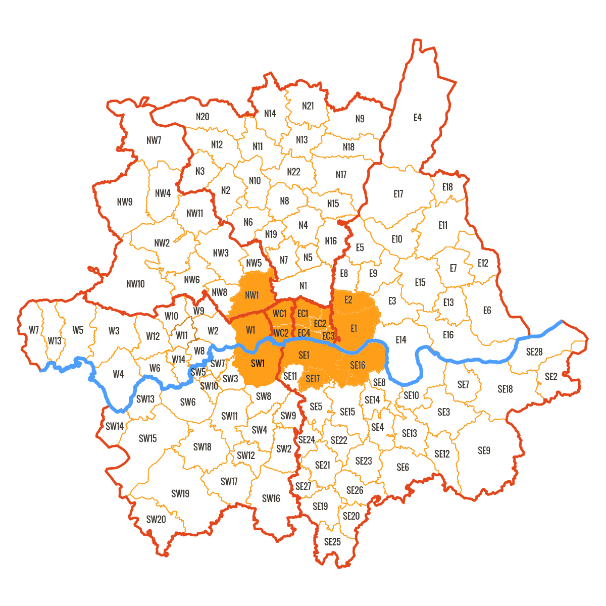 delivery map of London