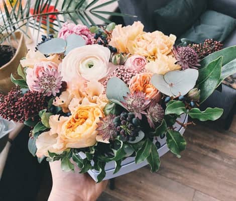 Bunch of Flowervision flowers in peach hues