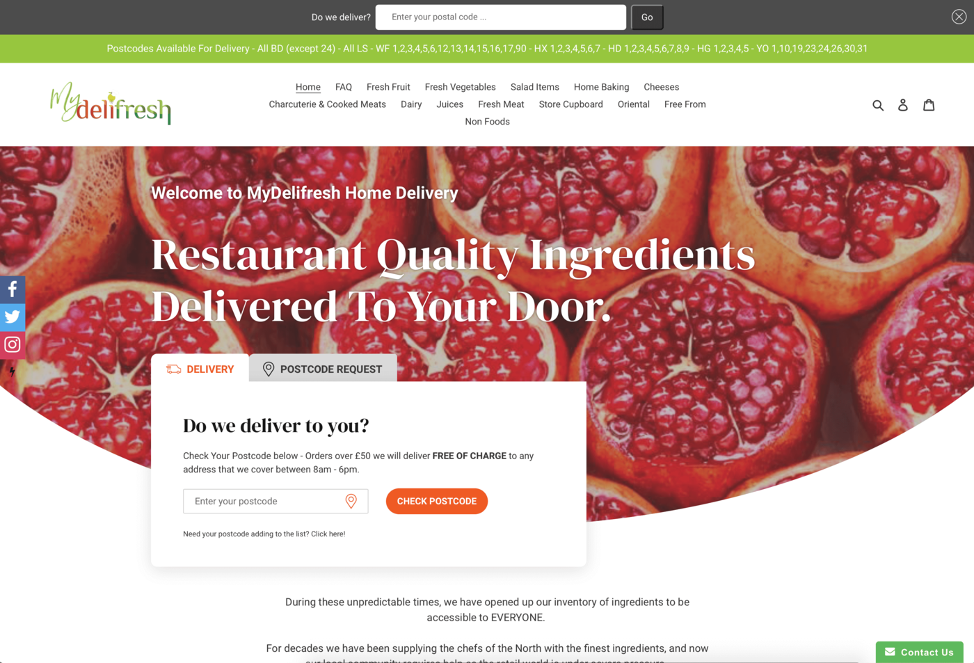 Screenshot of MyDelifresh website